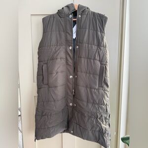 Women's Quilted Hooded Vest - Olive